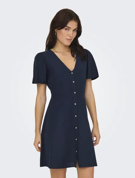 ONLVITA Regular Fit Kleid mit Cutline an der Taille und Volumenärmeln