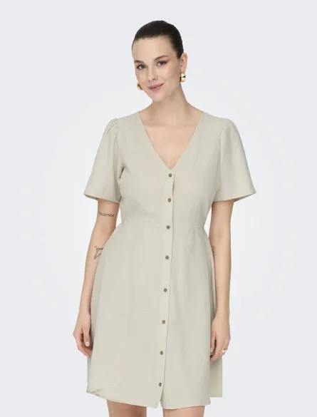 ONLVITA Regular Fit Kleid mit Cutline an der Taille und Volumenärmeln
