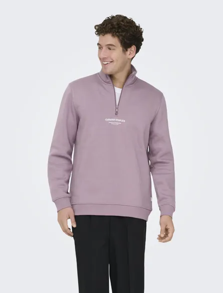 ONSCURATED REG HALF ZIP SWEAT NOOS