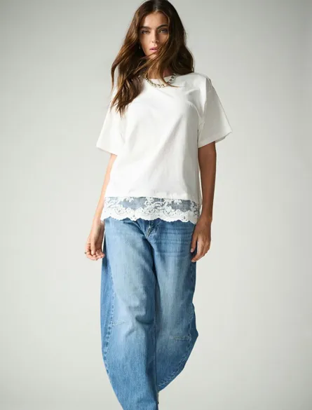 ONLVIVVI S/S LACE BOTTOM TOP JRS NOOS