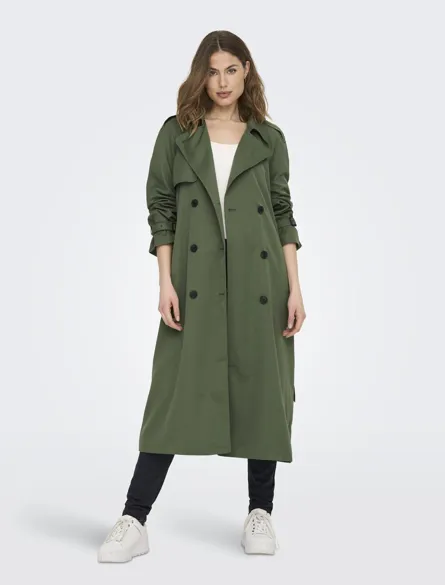 ONLCHLOE Lange trenchcoat met dubbele rij knopen