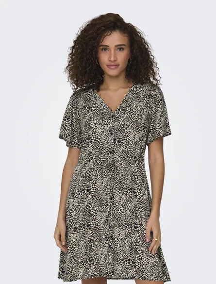 ONLEVIDA Kleid mit Knopfleiste und Bindegürtel