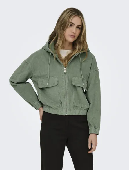 ONLKENZIE Kurze Cordjacke mit Kapuze