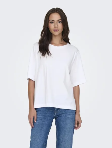 ONLLINA Basic O-hals T-shirt med løs pasform og korte ærmer
