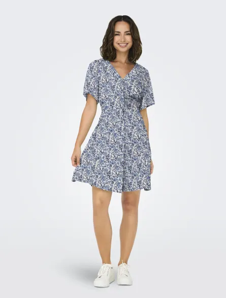 ONLEVIDA Kleid mit Knopfleiste und Bindegürtel