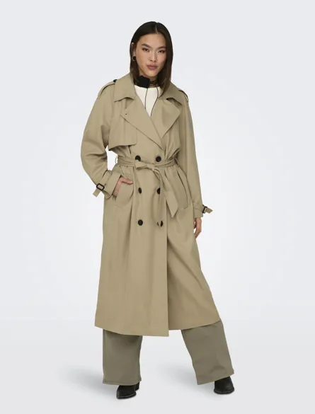 ONLCHLOE Zweireihiger langer Trenchcoat