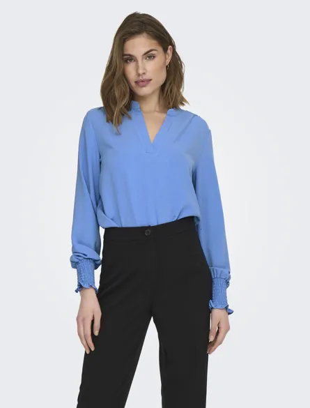 ONLMETTE V-NECK LS SMOCK TOP NOOS WVN