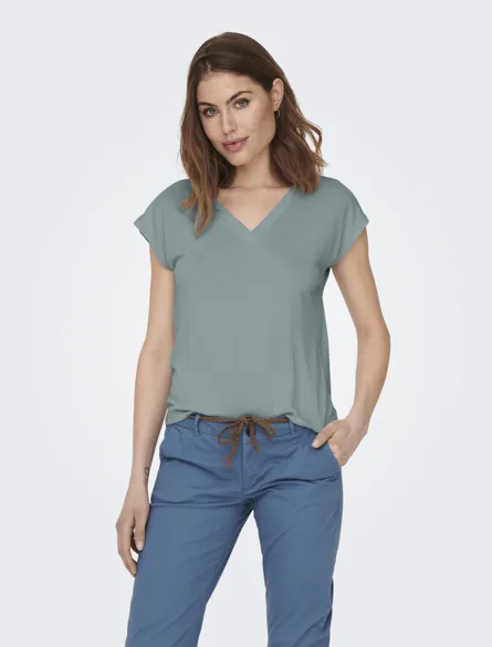 ONLFREE S/S MOD.V-NECK TOP JRS NOOS