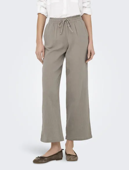 JDYTHEIS Hose mit weitem Bein und hohem Bund und Seitentaschen
