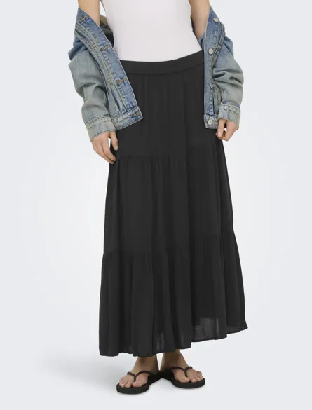 ONLMIKKA Basic-Rock mit Seitenschlitzen und Maxi-Länge