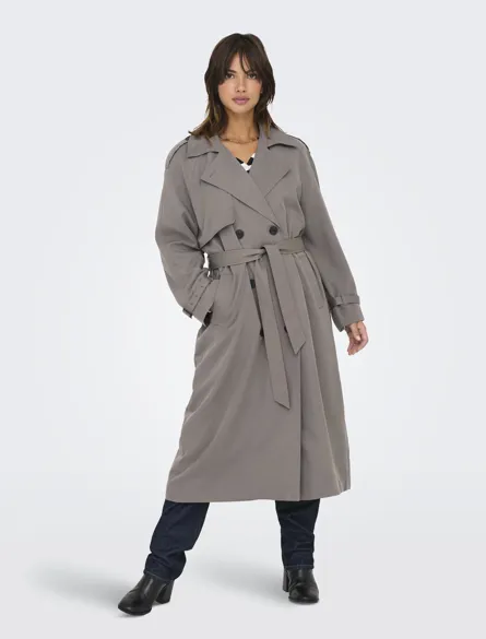 ONLCHLOE Zweireihiger langer Trenchcoat
