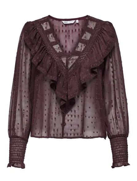 ONLELEANOR Chic V-hals topp med lange ermer