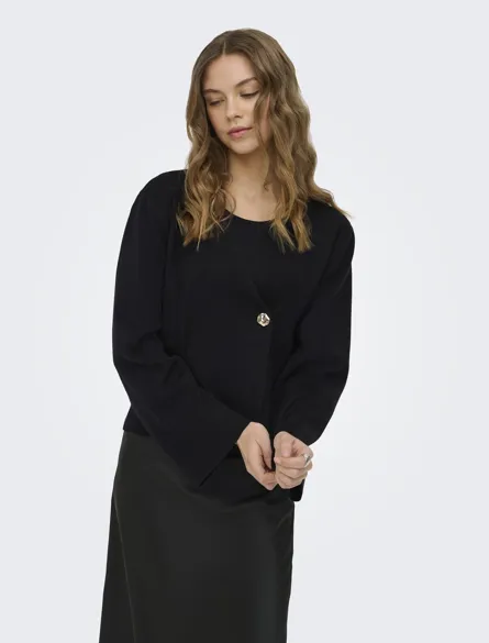 ONLJING LS VNECK ONE BUTTON CARDI EX KNT