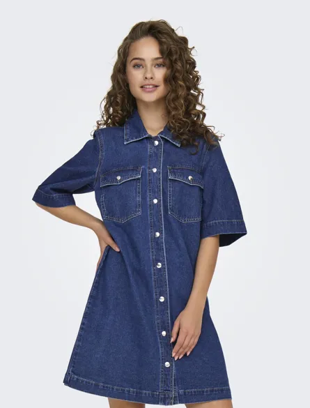 ONLBELLE Kurzes Jeanskleid mit Brusttaschen
