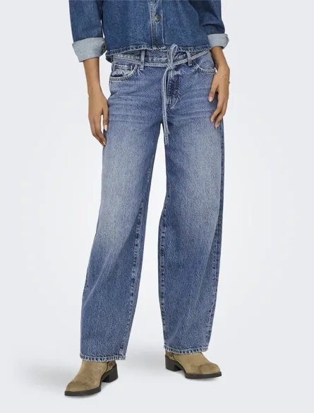 ONLGIANNA Gürtelschlaufen Straight Fit Jeans mit hoher Taille