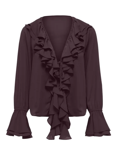 STUMATIN Bluse med volanger og volumermer