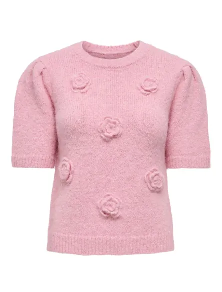ONLZAGGIE SS FLOWER O-NECK CC KNT