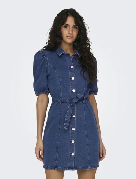 ONLVIBBE Kurzes Jeanskleid mit Puffärmeln