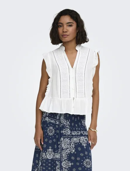 ONLHENNY S/L FRILL BUTTON TOP NOOS WVN