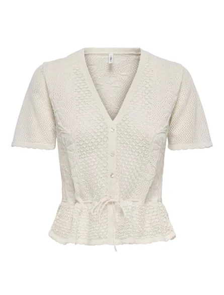 ONLMAI SS V-NECK TIE STRING CARDI EX KNT