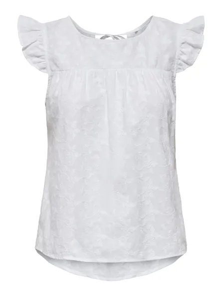PGSIBBA Elegante top met O-hals en CAP mouwen en ruches