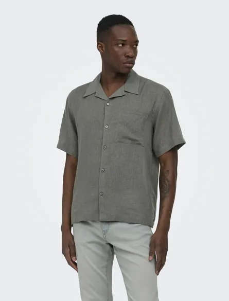 ONSLAURENCE LINEN RESORT COLLAR SS NOOS