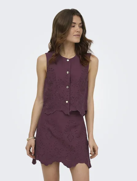 ONLREYA S/L BRO ANGLAISE WAISTCOAT PNT