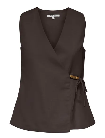 ONLBAIA S/L LINEN BL WRAP WAISTCOAT TLR