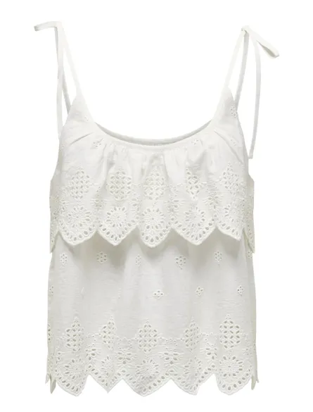 PGCAMIL Mouwloze top met mooi sint-jakobsschelpdetail en U-hals