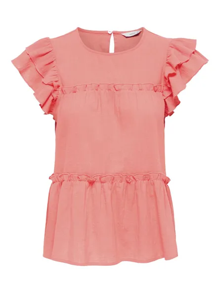 PGKAYA FRILL S/S TOP WVN