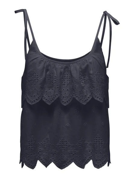 PGCAMIL Mouwloze top met mooi sint-jakobsschelpdetail en U-hals