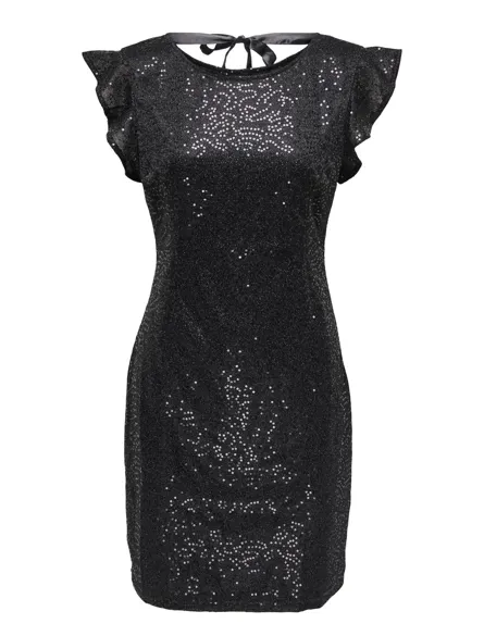 STUDUNA FRILL CAP SL SHORT DRESS WVN