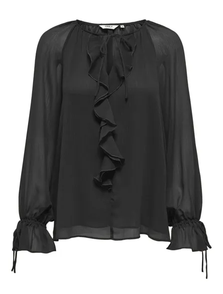 ONLANINA LIFE LS FRILL V-NECK TIE TOPWVN