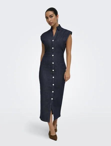 ONLBABE CAPSLEEVE MIDI DRESS DNM RINSE