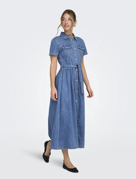 ONLNOEMI S/S BELT MAXI DRESS DNM AKM