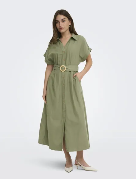 ONLJAKIRI LINEN SS MIDI DRESS NOOS WVN