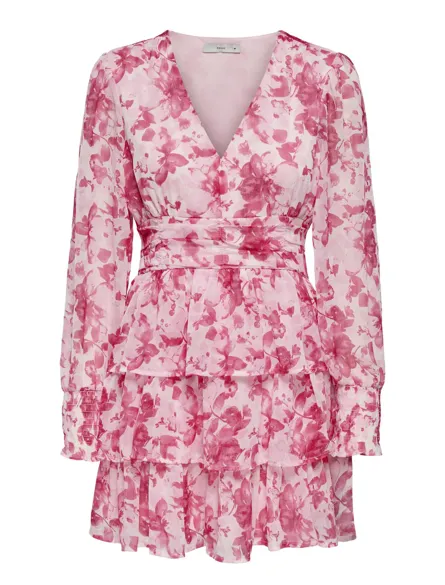 PGMONICA AOP L/S SHORT DRESS WVN CS