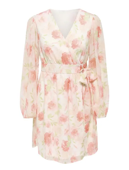 PGMILLA L/S WRAP SHORT DRESS WVN