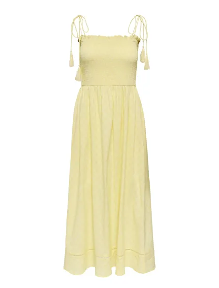 PGMIVA STRAP SMOCK LONG DRESS WVN