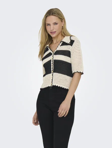 ONLLUCIE Komfortabel 3/4 ermer V-hals strikket Cardigan