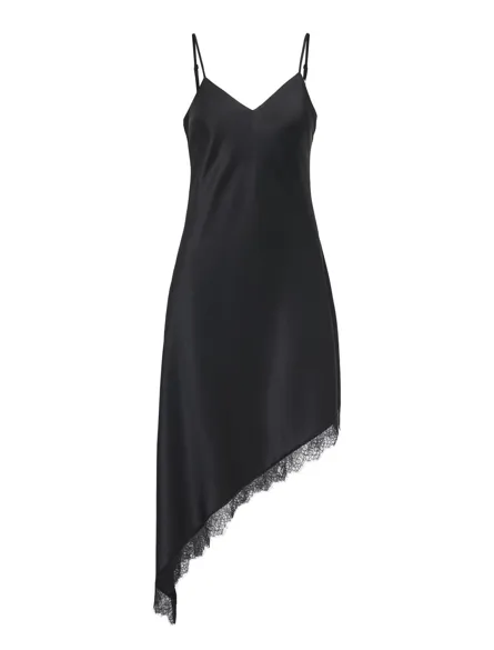 STULUMA SATIN LACE SLIP DRESS WVN