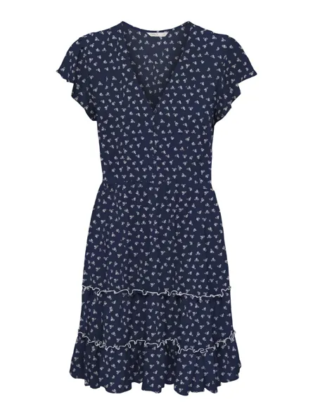 ONLCLAUDETTE Mini-Kleid mit V-Ausschnitt und Rüschen für den Alltag