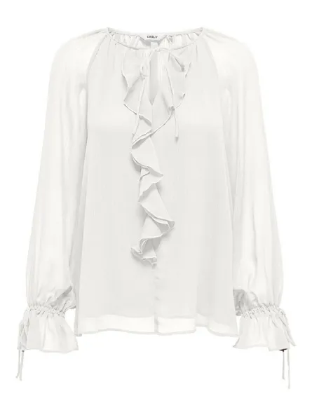 ONLANINA LIFE LS FRILL V-NECK TIE TOPWVN
