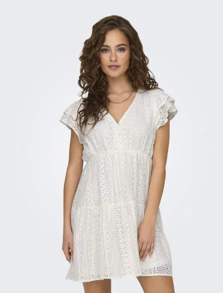 ONLHELENA Kleid mit V-Ausschnitt und Spitzendetail