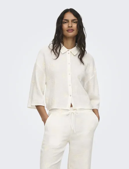 JDYTHEIS LIFE 3/4 CROP EMB SHIRT WVN DIA