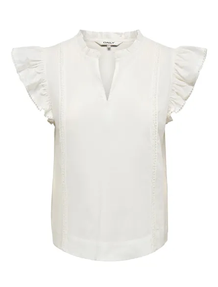 ONLTEA-IDRIS S/L FRILL TAPE TOP WVN