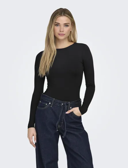 ONLLONE Basic langærmet bodysuit med knaplukning