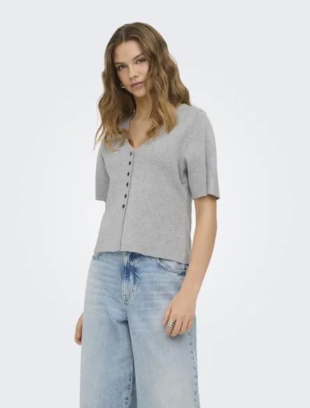 ONLLUCY SS V-NECK BUTTON EX KNT