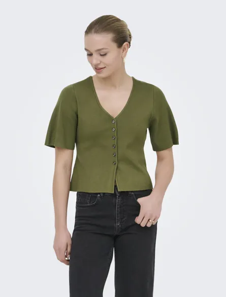 ONLLUCY SS V-NECK BUTTON EX KNT
