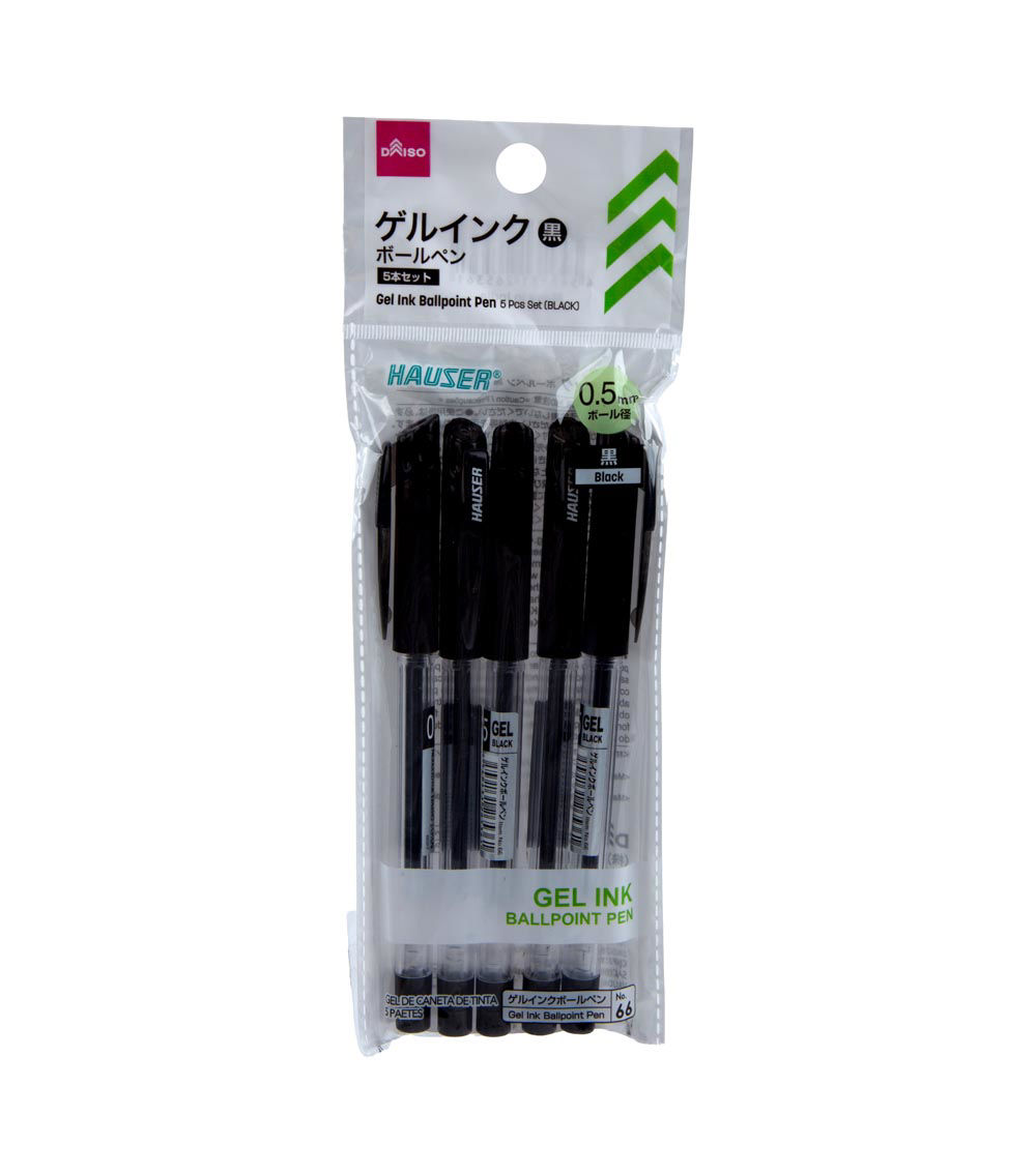 Gel Ink Ballpoint Pen – Black (5 Pieces)